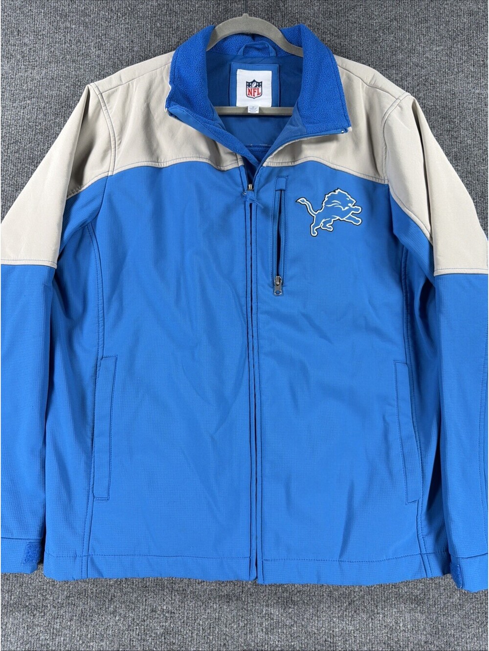 Detroit Lions NFL Full Zip Jacket Blue/Gray- Men's Medium